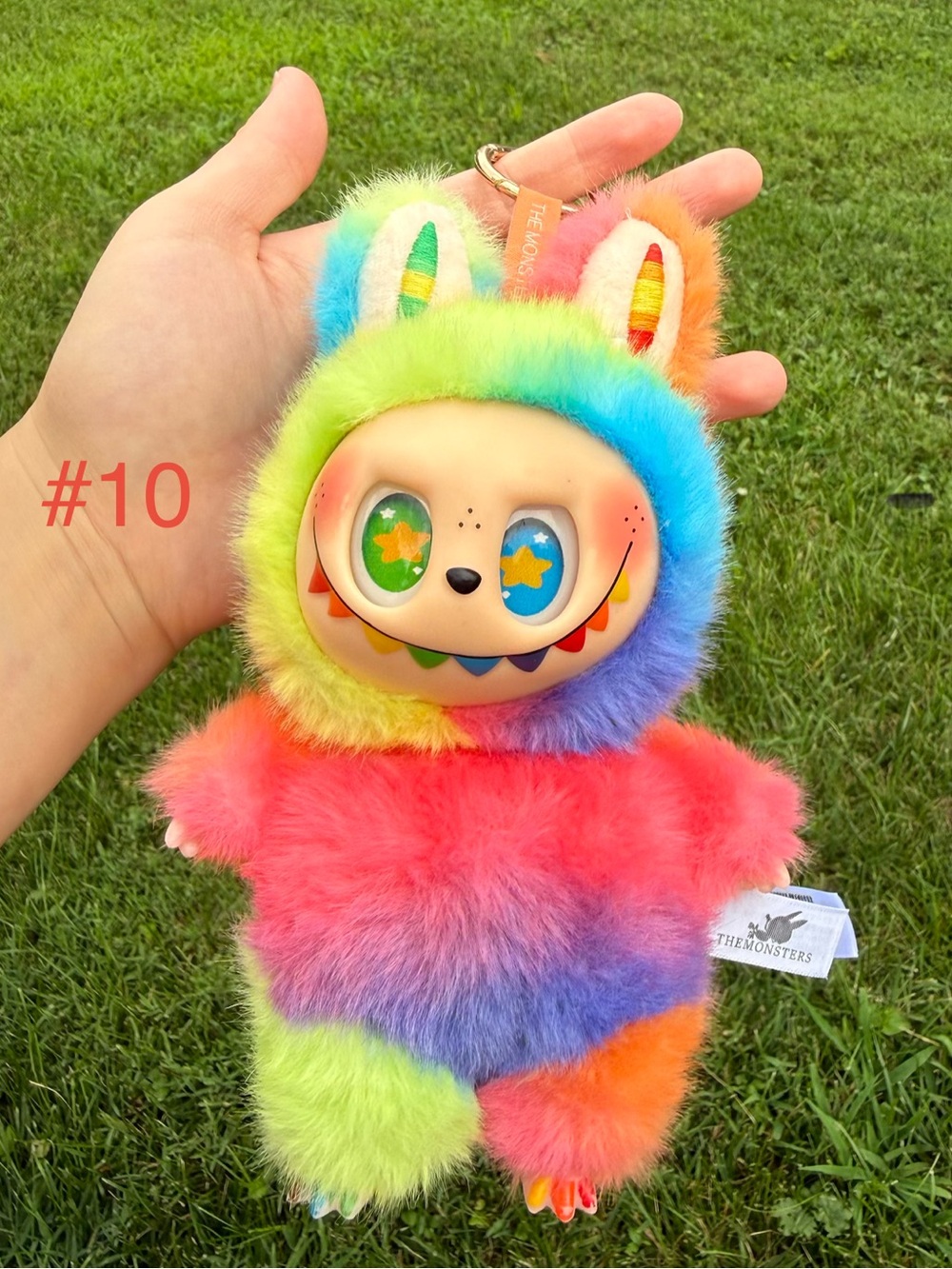 Rainbow Labubu Toy Plush Monster Keychain-Kids Stuffed Animal Charm Not Pop Mart